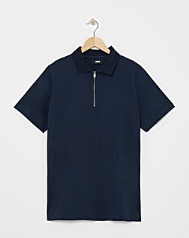 Supima Zip Neck Polo- Navy