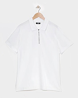 Supima Zip Neck Polo- White