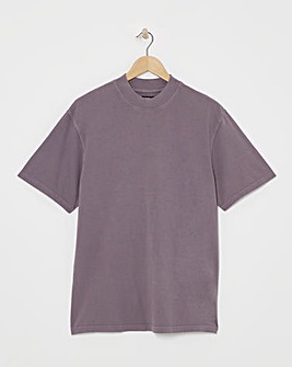 Relaxed Fit Acid Wash T-Shirt- Mauve