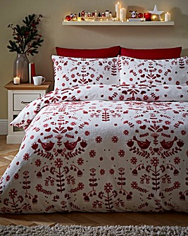 Festive Folk Bird Fleece Duvet Cover Set