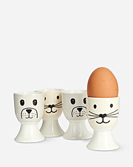 KitchenCraft Cat & Dog Set of 4 Egg Cups