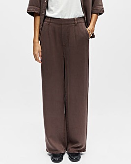 Object Brown Mid Waist Wide Leg Trouser