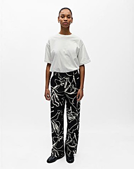 Object Linen Blend Printed Wide Leg Trouser