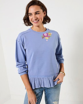 Joe Browns Elodie Embroidered Woven Hem Sweatshirt