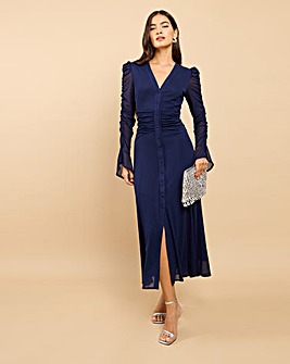 Little Mistress V Neck Navy Maxi Dress