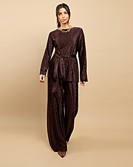 Little Mistress Brown Plisse Trouser