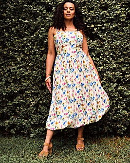 Little Mistress Floral Balloon Midaxi Dress