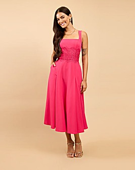 Little Mistress Pink Lace Midaxi Dress