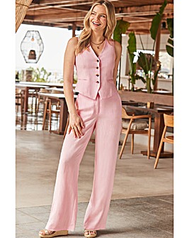 Sosander Pale Pink Linen Blend Wide Leg Trouser