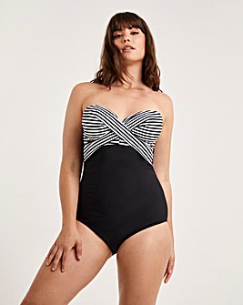 Buy FIGLEAVES Tailor Navy Stripe Underwired Swimsuit Longer Length