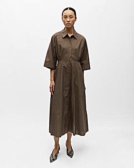 OBJECT Brown Three Quarter Sleeve Midi Dress