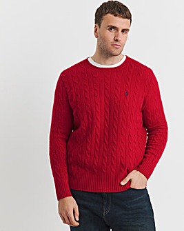 Polo Ralph Lauren Red Cashmere Mix Cable Jumper