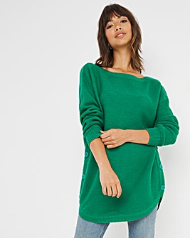 Side Button Tunic With Curved Hem