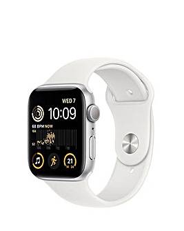 Apple Watch SE GPS 44mm Silver Aluminium Case with White Sport Band - Reg