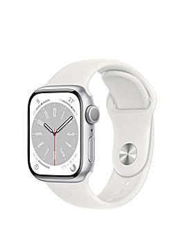 Apple Watch Series 8 GPS 41mm Silver Aluminium Case with White Sport Band