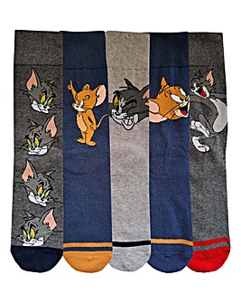 Mens 5pk Tom & Jerry Socks