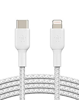 Belkin BOOSTCHARGE Braided 1m USB-C to Lightning Cable - White