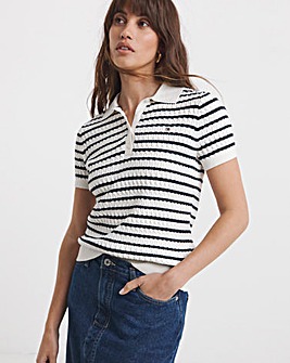 Tommy Hilfiger Cable Fine Knit Polo Sweatshirt