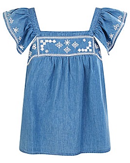 Monsoon Embroidered Denim Top