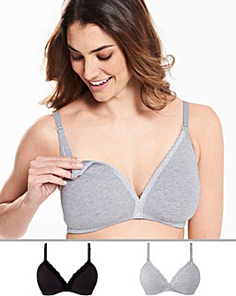 Naturally Close 2 Pack Maternity Non Wired Cotton Rich Bras