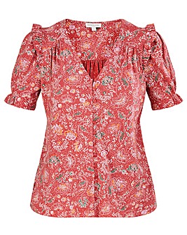 Monsoon Puff Sleeve Floral Jersey Top