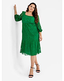 Lovedrobe Luxe Green Lace Midi Dress