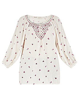 Monsoon Lolly Smock Ditsy Print Top