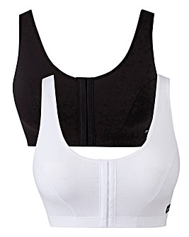 Naturally Close 2 Pack Hook and Eye Cotton Rich Black/White Bras