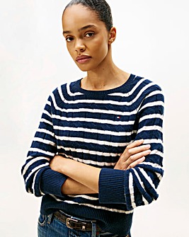 Tommy Hilfiger Soft Wool Cable Relaxed Crew Neck Sweater