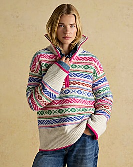 Joules Allway Patterened 1/4 Zip Jumper