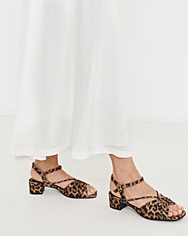 Charli Low Block Heel Soft Ruched Sandals - Wide Fit (E)