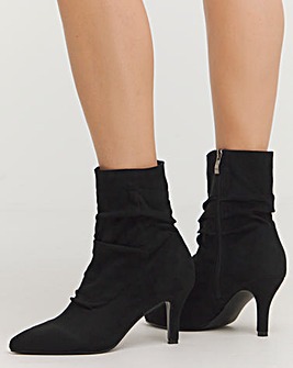 Ember Ruched Kitten Heel Ankle Boot Standard D Fit