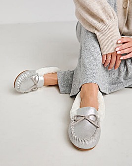 Fiora Classic Moccasin Slippers Wide E Fit