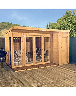 Mercia 12 x 8 Premium Garden Room Summerhouse With Side Shed