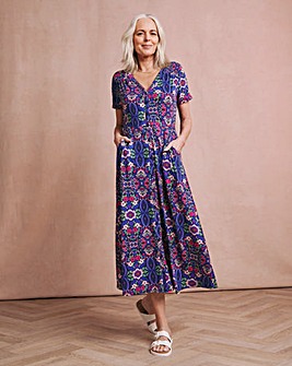 Julipa Shirred Shoulder Midi Dress