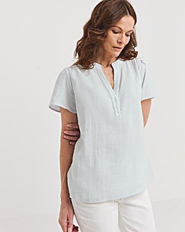 Julipa Short Sleeve Cheesecloth Blouse