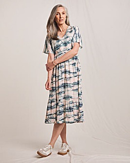 Julipa Shirred Front Crinkle Midi Dress