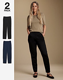 Slimma 2 Pack Pull On Tapered Trousers Regular