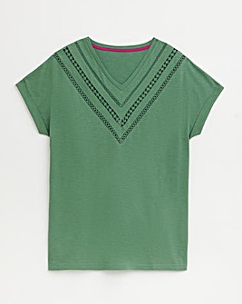 Julipa Pure Cotton Lace Trim T-Shirt