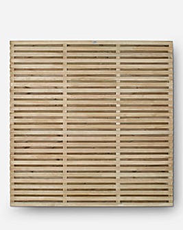Forest Pressure Double Slatted Fence Panel Pack 4 - 6ft x 6ft