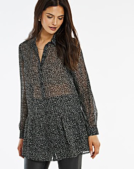 Print Peplum Hem Shirt