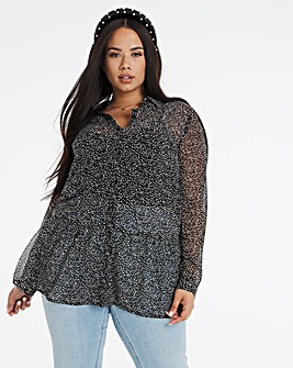 Print Peplum Hem Shirt