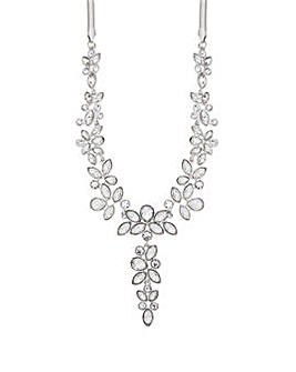 Mood Silver Crystal Statement Floral Y Necklace