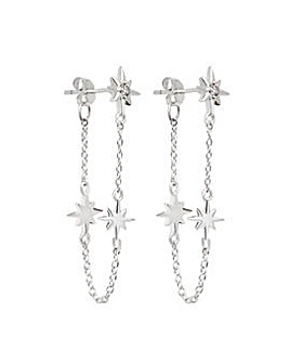 Simply Silver Sterling Silver 925 Celestial Star Chain Earrings