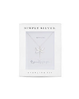 Simply Silver Sterling Silver 925 Dragonfly Necklace - Gift Boxed