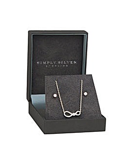 Simply Silver Sterling Silver 925 With Cubic Zirconia Infinity Set - Gift Boxed