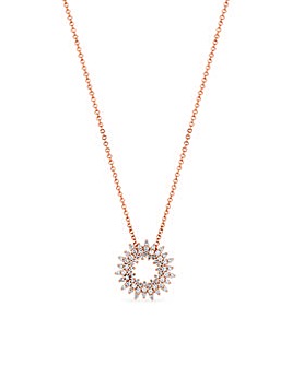 Simply Silver Sterling Silver 925 14ct Rose Gold Plated Cubic Zirconia Necklace