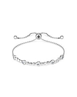 Simply Silver Sterling Silver 925 Cubic Zirconia Heart Toggle Bracelet