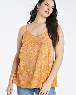 Yellow Paisley Print Strappy Cami Top