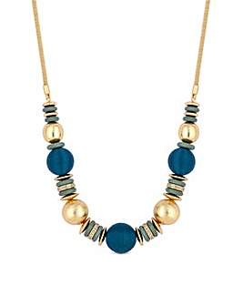 Mood Gold Plated Teal Thread Wrapped Short Necklace